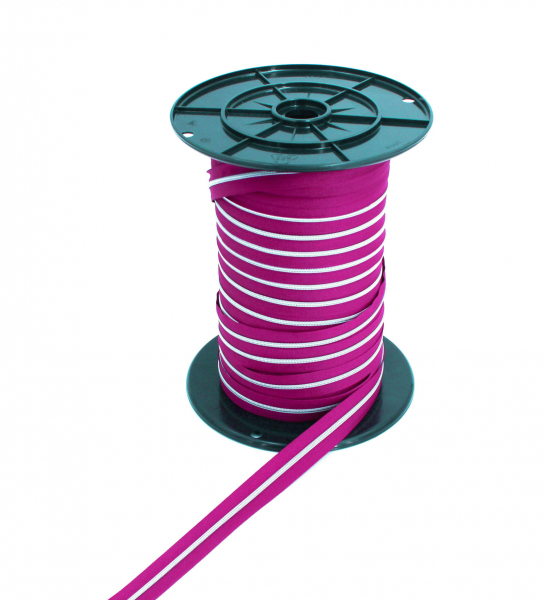 Endlosreißverschluss metallisiert schmal beere/silber (1m)